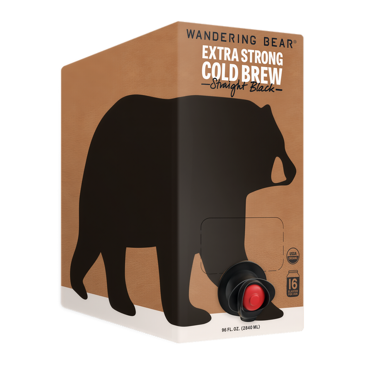 Wandering Bear Straight Black Organic Cold Brew Coffee On Tap 96 oz