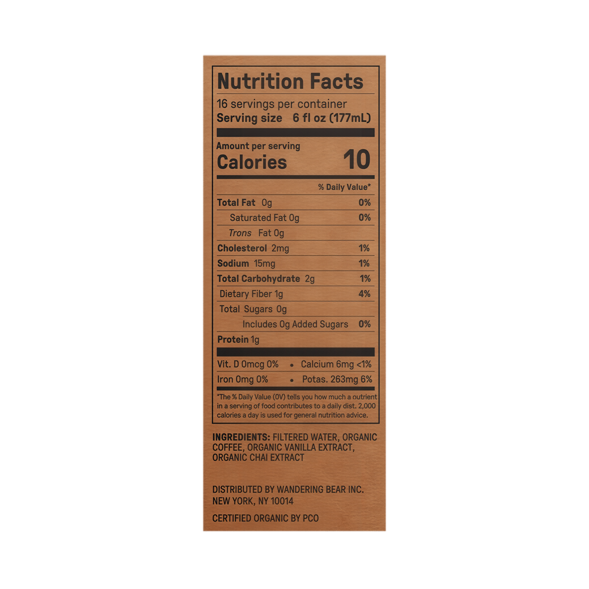 Wandering Bear Straight Black Organic Cold Brew Coffee On Tap 96 oz