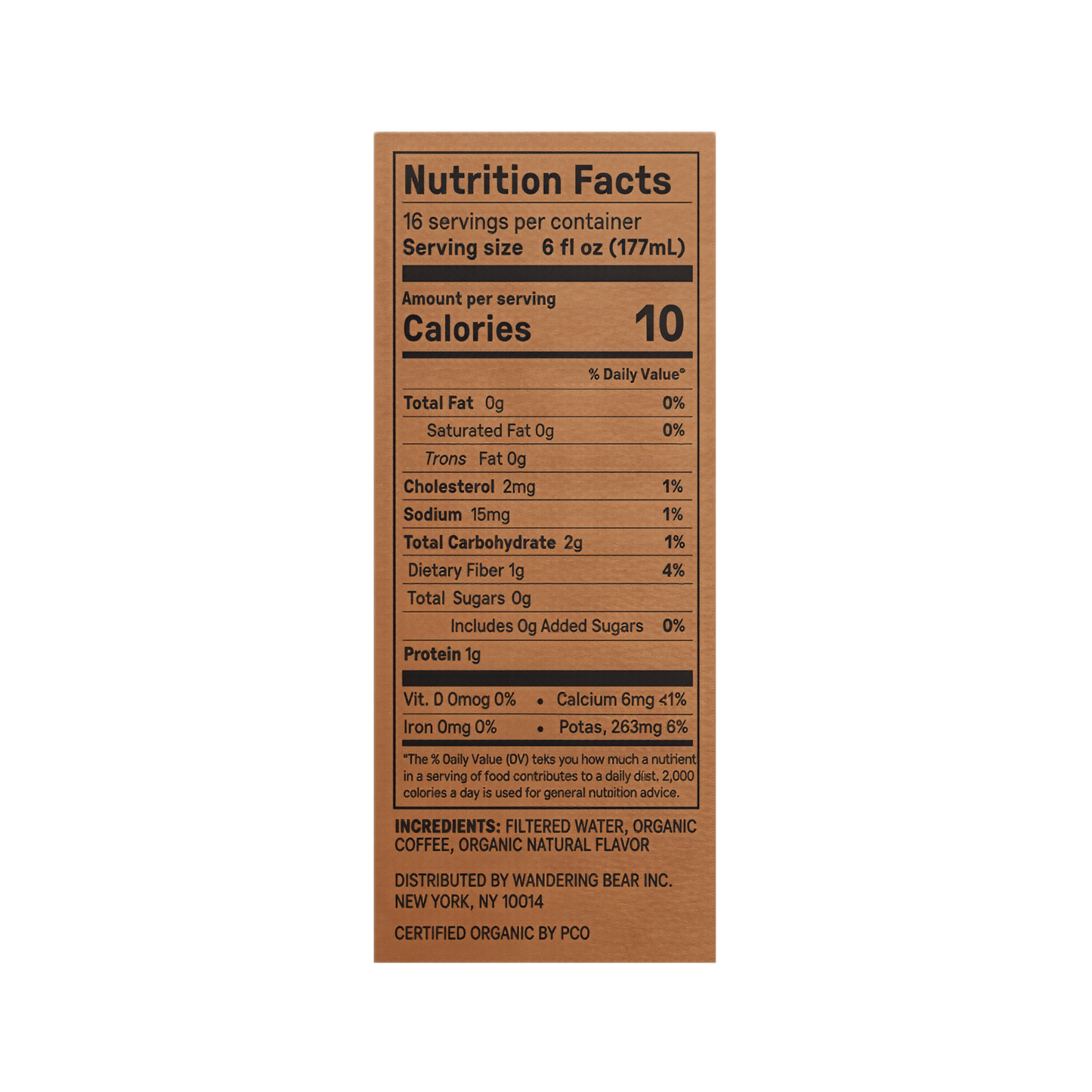 Wandering Bear Straight Black Organic Cold Brew Coffee On Tap 96 oz