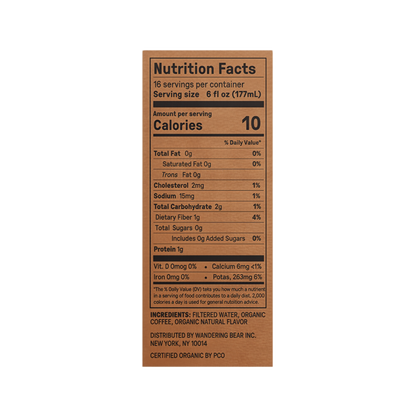 Wandering Bear Straight Black Organic Cold Brew Coffee On Tap 96 oz