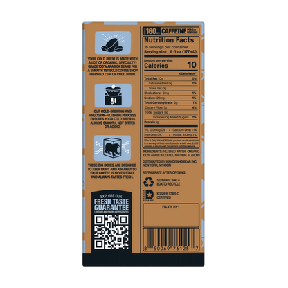 Wandering Bear Straight Black Organic Cold Brew Coffee On Tap 96 oz